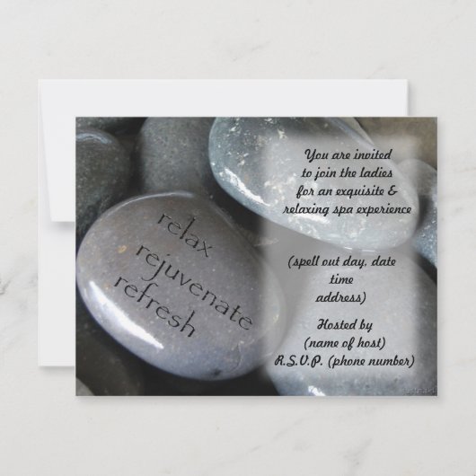 Wellness-Center Felsen Party laden Einladung (Vorderseite)