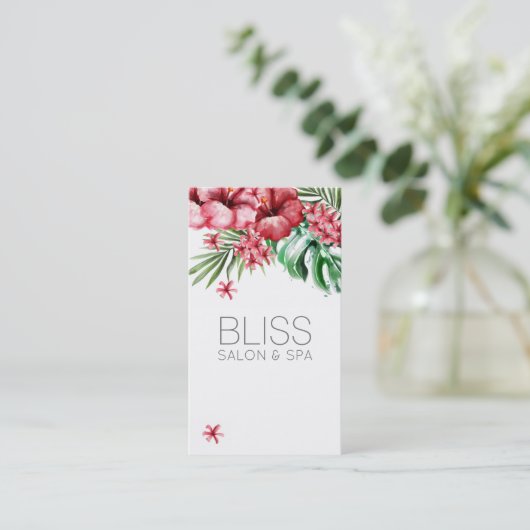 Wellness-Center "Floral Tropical Beauty Salon" Visitenkarte (Stehend Vorderseite)