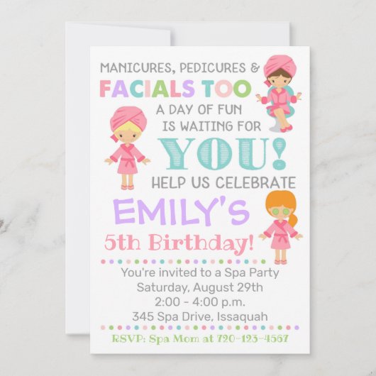 Wellness-Center Geburtstag Einladung Girl Wellness (Vorderseite)
