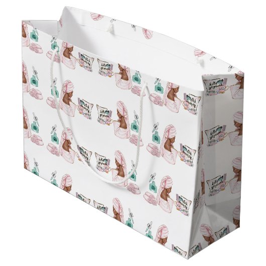 Wellness-Center Geburtstag Sleepover Pamper Geburt Große Geschenktüte (Rückseite Schrägansicht)