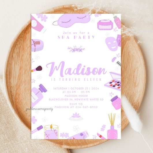Wellness-Center Girl Birthday Party Editable Einla Einladung