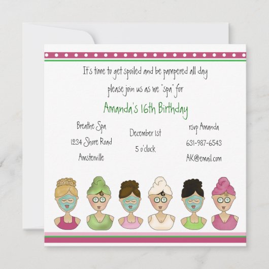 Wellness-Center Girls Einladung (Vorderseite)
