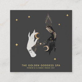 *~* Wellness-Center Hands Stars Moon Mystic Gold P Quadratische Visitenkarte