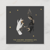 *~* Wellness-Center Hands Stars Moon Mystic Gold P Quadratische Visitenkarte (Vorderseite)