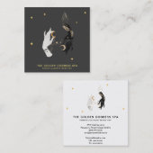 *~* Wellness-Center Hands Stars Moon Mystic Gold P Quadratische Visitenkarte (Vorne/Hinten)