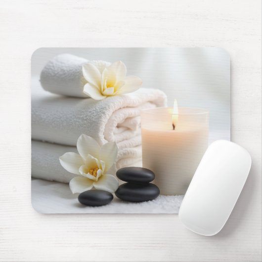 Wellness-Center Handtücher und Magnolienblüten Mousepad (Mit Mouse)