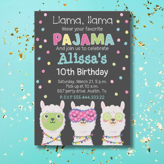 Wellness-Center Lama Party, Lamapjama Einladung