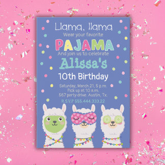 Wellness-Center Lama Party, Pyjama Party Einladung