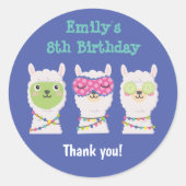 Wellness-Center Lama Party, Pyjama Party Runder Aufkleber (Vorderseite)