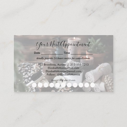 Wellness-Center Loyalty Terminkarte (Rückseite)