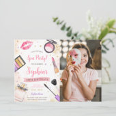 Wellness-Center Makeup Geburtstagsparty Foto Einladung (Stehend Vorderseite)