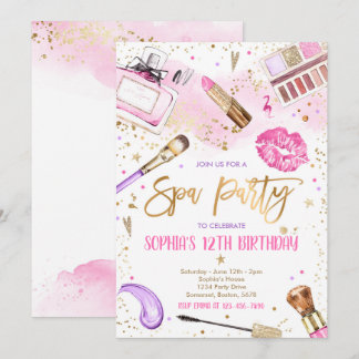 Wellness-Center Makeup Geburtstagsparty Pink Glitz Einladung