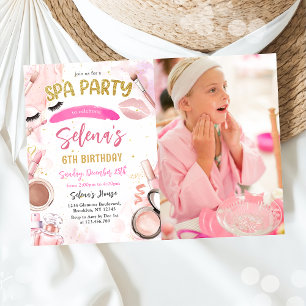 Wellness-Center Makeup Geburtstagsparty Pink Glitz Einladung