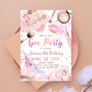 Wellness-Center Makeup Geburtstagsparty Pink Glitz Einladung