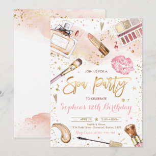 Wellness-Center Makeup Geburtstagsparty Rosa Glam  Einladung