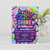Wellness-Center Makeup Glamour Party Neon Glow Geb Einladung (Stehend Vorderseite)