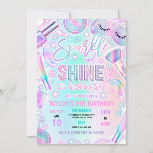 Wellness-Center Makeup Glamour Party Pastel Geburt Einladung (Vorderseite)