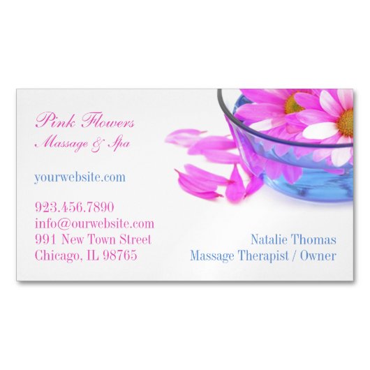 Wellness-Center Massage Blume Magnetische Visitenkarte (Vorderseite)
