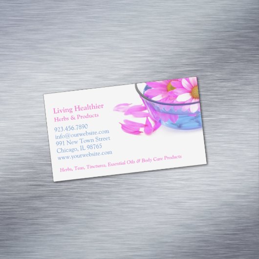 Wellness-Center Massage Blume Magnetische Visitenkarte (Beispiel)