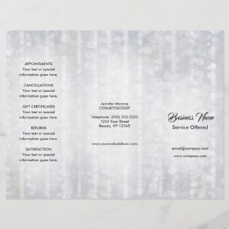 Wellness-Center, Massage, Friseurmenüs und Preise Flyer