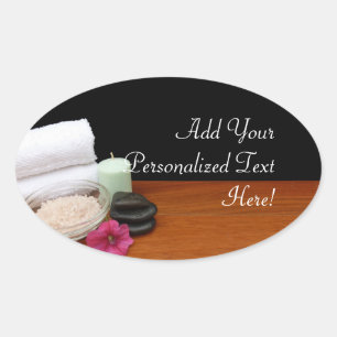 Wellness-Center/Massage/Pediküre Salonszene Schwar Ovaler Aufkleber