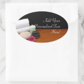 Wellness-Center/Massage/Pediküre Salonszene Schwar Ovaler Aufkleber (Tasche)