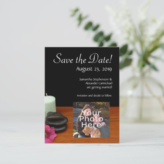 Wellness-Center/Massage/Pediküre Salonszene Schwar Save The Date (Stehend Vorderseite)