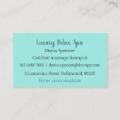 Wellness-Center, Massage, Schönheitstherapeut Visitenkarte (Rückseite)