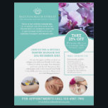 Wellness-Center Massage Wellness-Center Aqua Promo Flyer<br><div class="desc">Verwöhnen Event Wellness-Center Massage promo Flyer. Template Beauty Wellness-Center Behandlung Marketing Flyer,  bereit für Sie,  um mit Ihrem eigenen Werbetext,  Logo,  Fotos,  wenn erforderlich,  Produkte,  Dienstleistungen und Geschäftsdetails zu personalisieren. Weitere passende Elemente verfügbar. Einzigartig entworfen von www.mylittleeden.com</div>