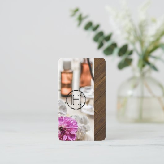 Wellness-Center | Monogramm | Gesamtmedizin Visitenkarte (Stehend Vorderseite)