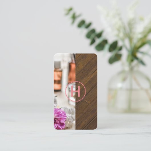 Wellness-Center | Monogramm Visitenkarte (Stehend Vorderseite)