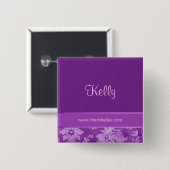 Wellness-Center-Name-Tag-Taste Brooch Damask lila Button (Vorne & Hinten)