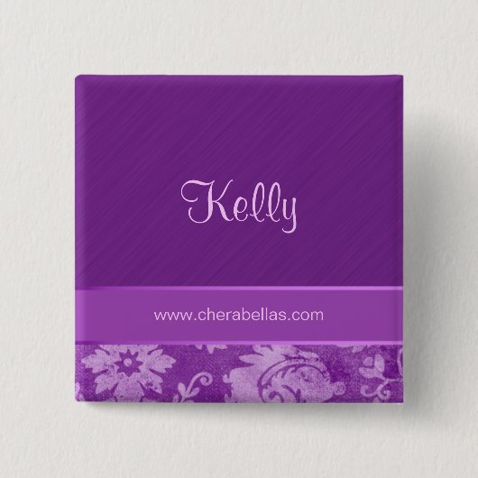 Wellness-Center-Name-Tag-Taste Brooch Damask lila Button (Vorderseite)