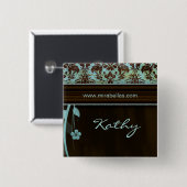 Wellness-Center-Name-Tag-Taste Brooch Damaske blau Button (Vorne & Hinten)
