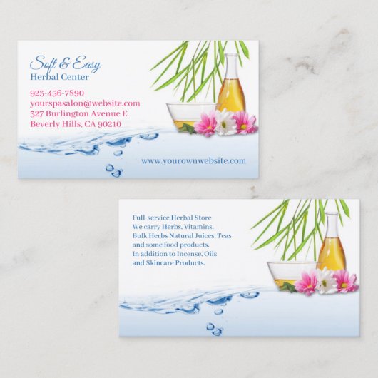 Wellness-Center Natural Herbs Business Card Visitenkarte (Vorne/Hinten)
