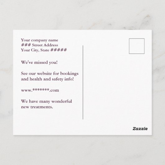 Wellness-Center oder Yoga Studio Wiedereröffnung - Postkarte (Rückseite)