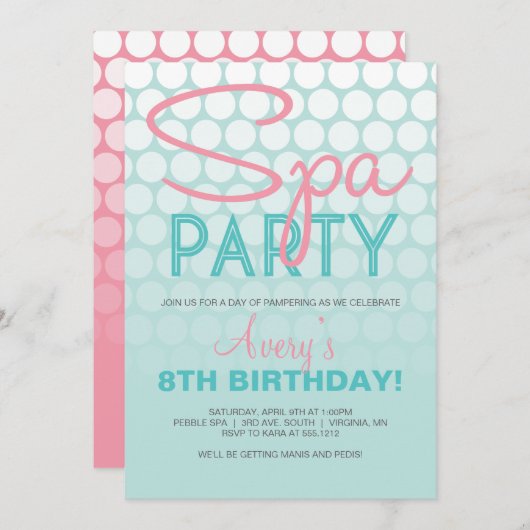 Wellness-Center Party Einladung (Vorne/Hinten)