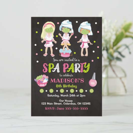 Wellness-Center Party Geburtstag Einladung (Stehend Vorderseite)