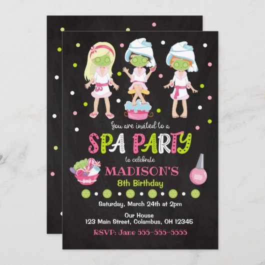 Wellness-Center Party Geburtstag Einladung (Vorne/Hinten)