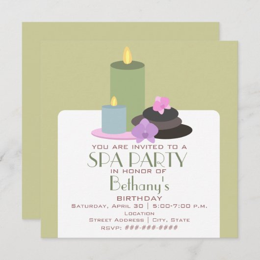Wellness-Center-Party-Geburtstag - Einladung (Vorne/Hinten)
