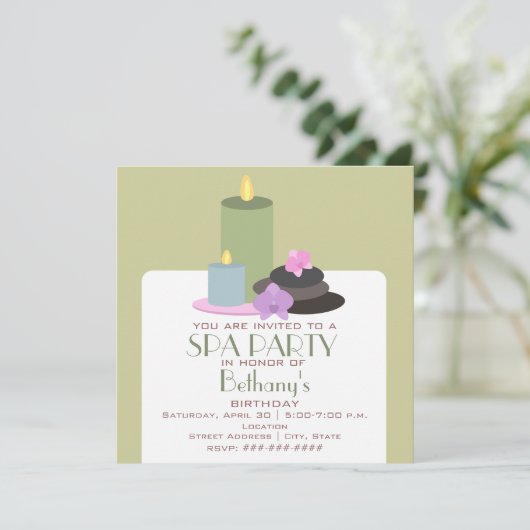 Wellness-Center-Party-Geburtstag - Einladung (Stehend Vorderseite)
