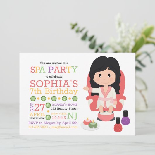 Wellness-Center Party Geburtstag Einladung (Stehend Vorderseite)