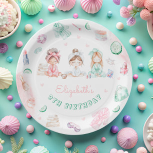 Wellness-Center Party Girl Birthday Paper Plate Pappteller