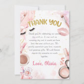 Wellness-Center Party Glamour Girl Makeup Geburtst Dankeskarte (Vorderseite)