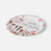 Wellness-Center Party Glamour Girl Makeup Geburtst Pappteller (Schrägansicht)