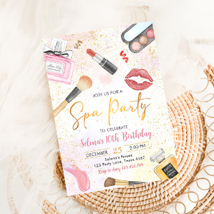 Wellness-Center Party Glitz Glam Girl Makeup Gebur Einladung