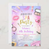 Wellness-Center Party Glitz Glam Girl Makeup Gebur Einladung (Vorderseite)