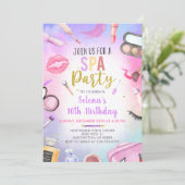 Wellness-Center Party Glitz Glam Girl Makeup Gebur Einladung (Stehend Vorderseite)