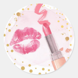 Wellness-Center Party Glitz Glam Glamour Girl Make Runder Aufkleber