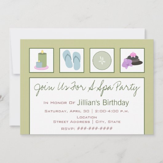 Wellness-Center Party - Kerzen Flip Flops Gurken O Einladung (Vorderseite)